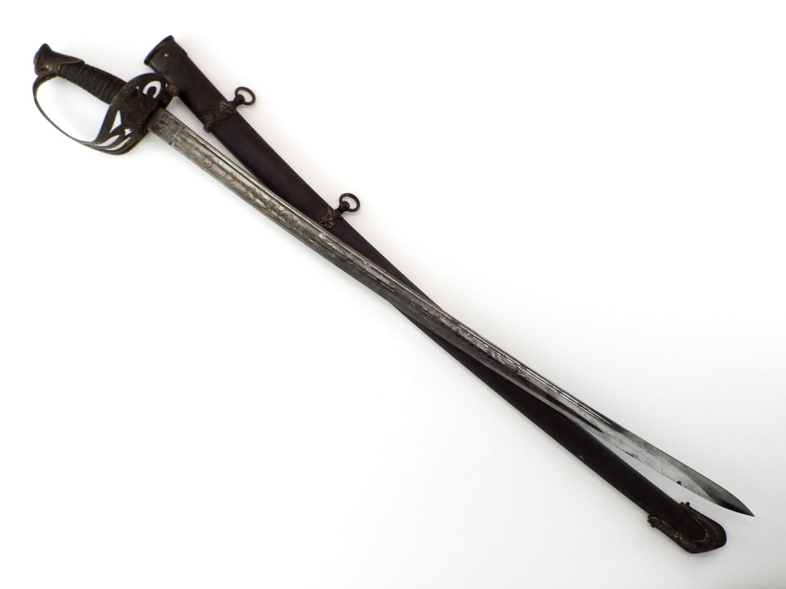 Extremely Rare US Civil War SAUERBIER STAFF & FIELD SWORD Custom Skull & Crossbones (1 of 19)