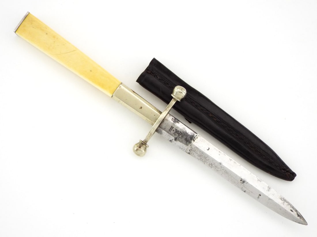 Very Fine American Civil War Era Sheffield DIRK George Wostenholm: Magnificent American civil war era Sheffield dirk by George Wostenholm & Son. Slender blade bearing the crisp maker’s mark and faint patina, displays a straight double edged with needle point honed