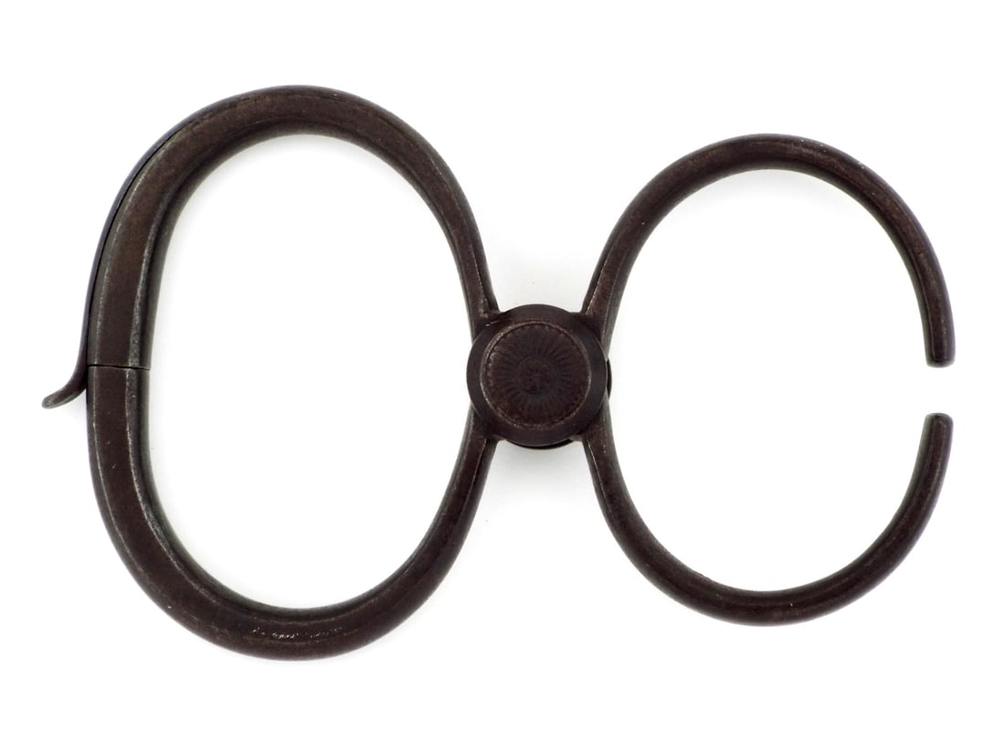 Ferocious 19th C. Antique STEEL NIPPER HANDCUFFS (1 of 14)
