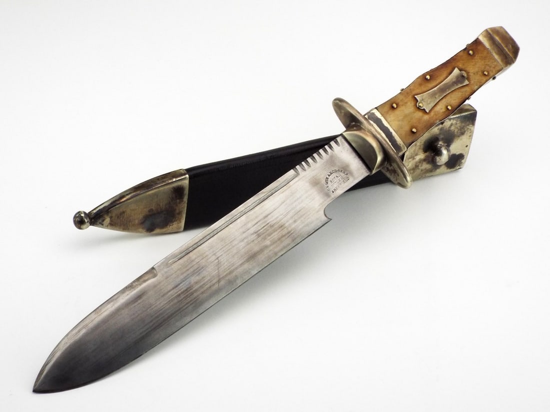 Unusual British Bowie Knife Marked ROGERS SHEFFIELD on the Blade (1 of 20)