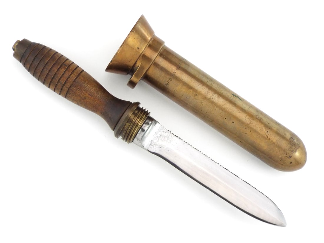 US WWII Navy Mark V Diver Knife BATTERYLESS TELEPHONE with Brass Sheath (1 of 18)