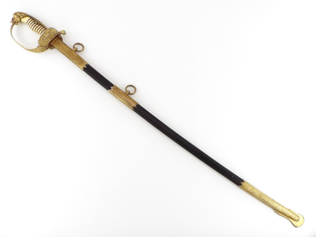 W.K. & C. Damascus Kaiserliche Marine Sword with Hand Hammered Deluxe Scabbard Fittings (1 of 20)