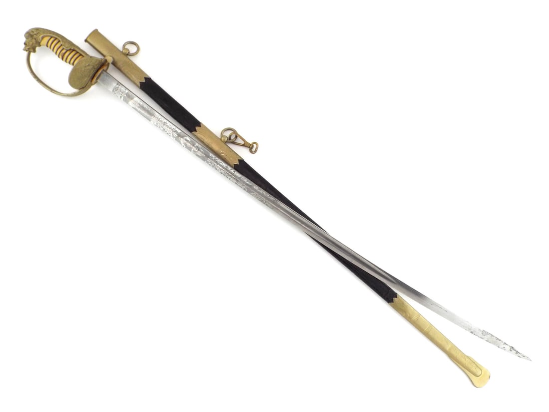 German WWI Imperial Navy Officer Sword EICKHORN Gilt Lion Head (1 of 20)