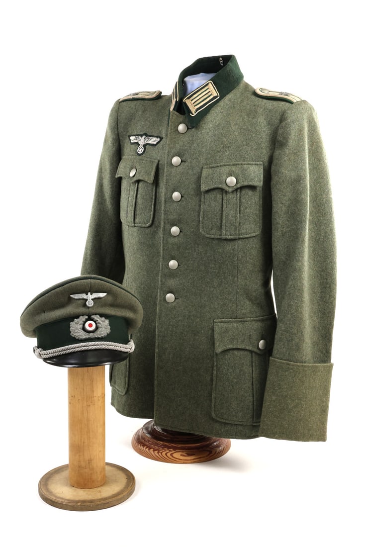 German WWII Private Purchase Administrative Officer TUNIC & VISOR CAP (1 of 20)