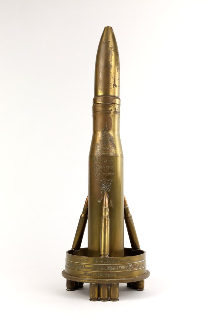 US WWII Normandy SGT. JOHN GALLICANO Brass Trench Art (1 of 6)