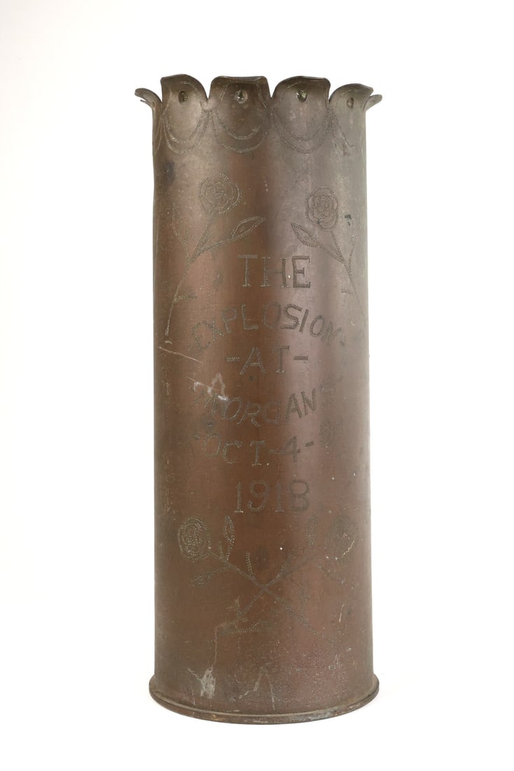 US WWI EXPLOSION AT MORGANS Shell Art (1 of 6)