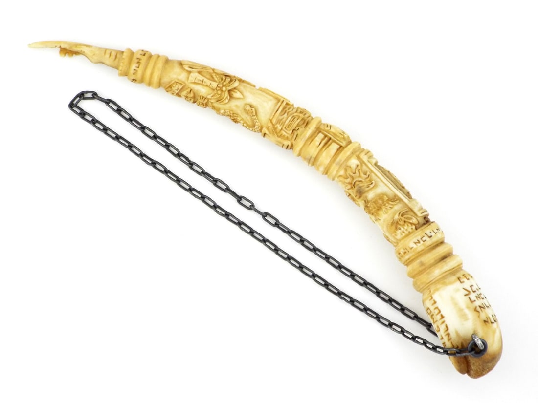 Fine Polish 18th C. TORAH POINTER Carved Bone with Hebrew Inscriptions (1 of 19)