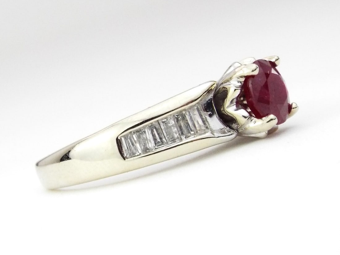 14K White Gold Ruby Engagement Ring - 2