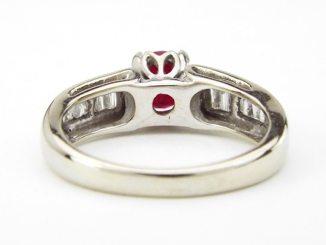 14K White Gold Ruby Engagement Ring - 4