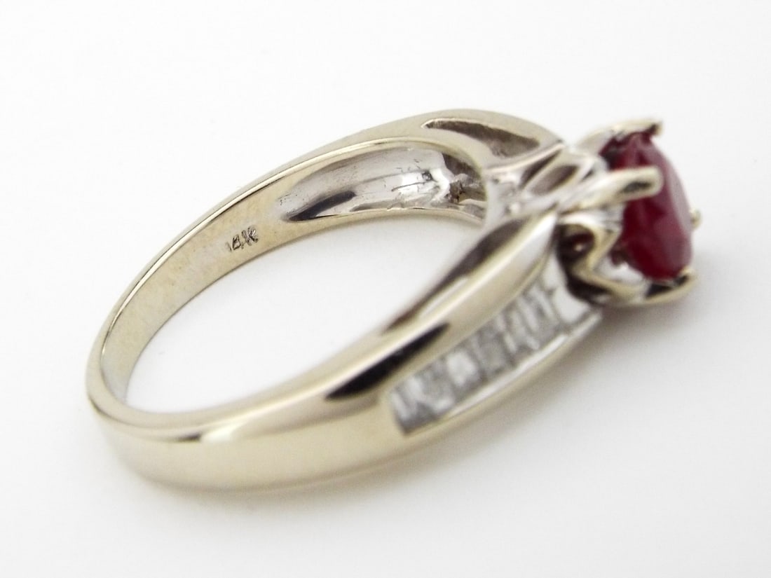 14K White Gold Ruby Engagement Ring - 5