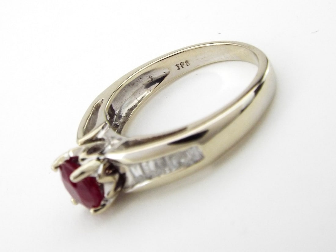 14K White Gold Ruby Engagement Ring - 6