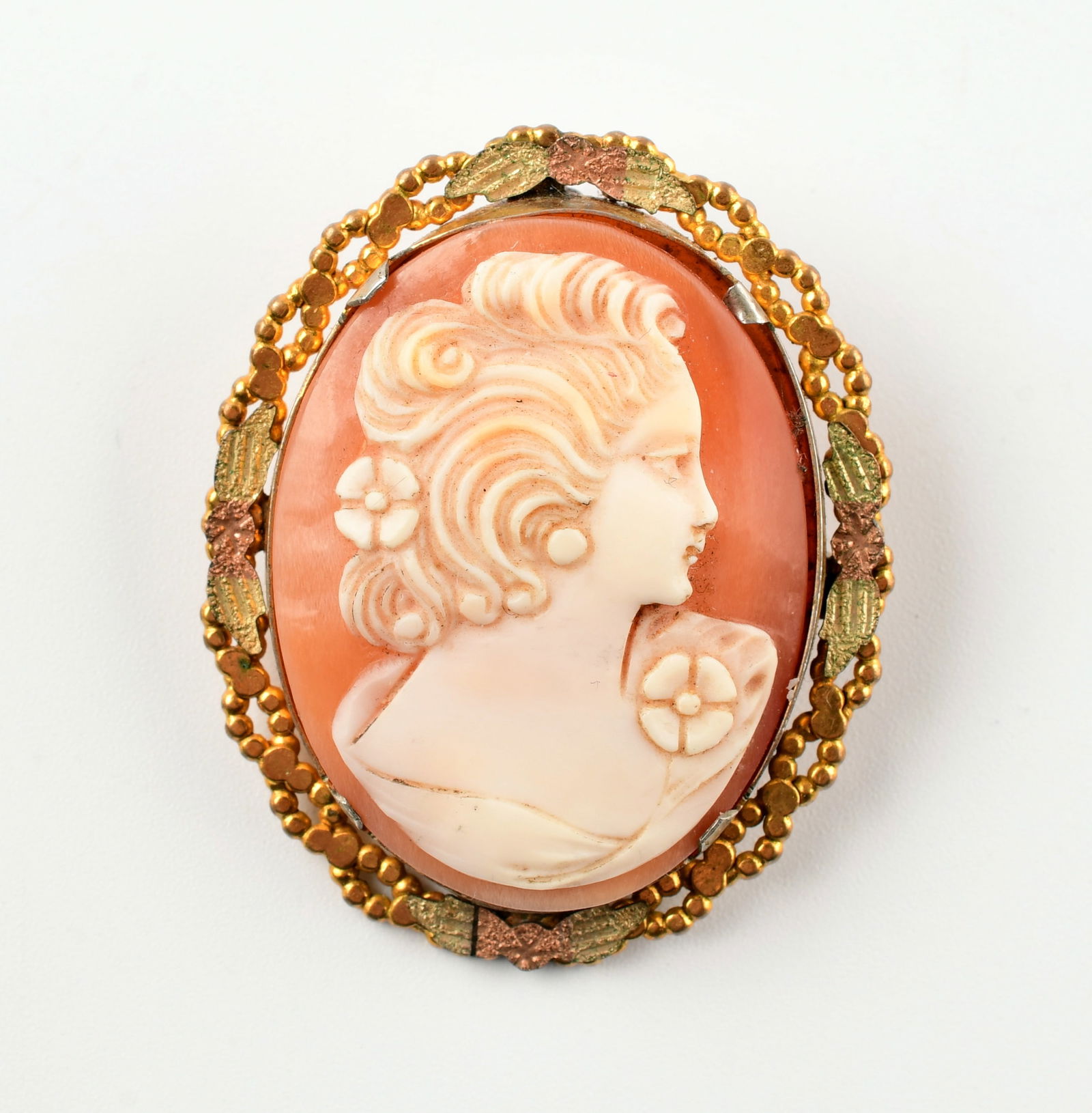 14K White Gold Cameo Diamond Brooch/Pendant (1 of 4)