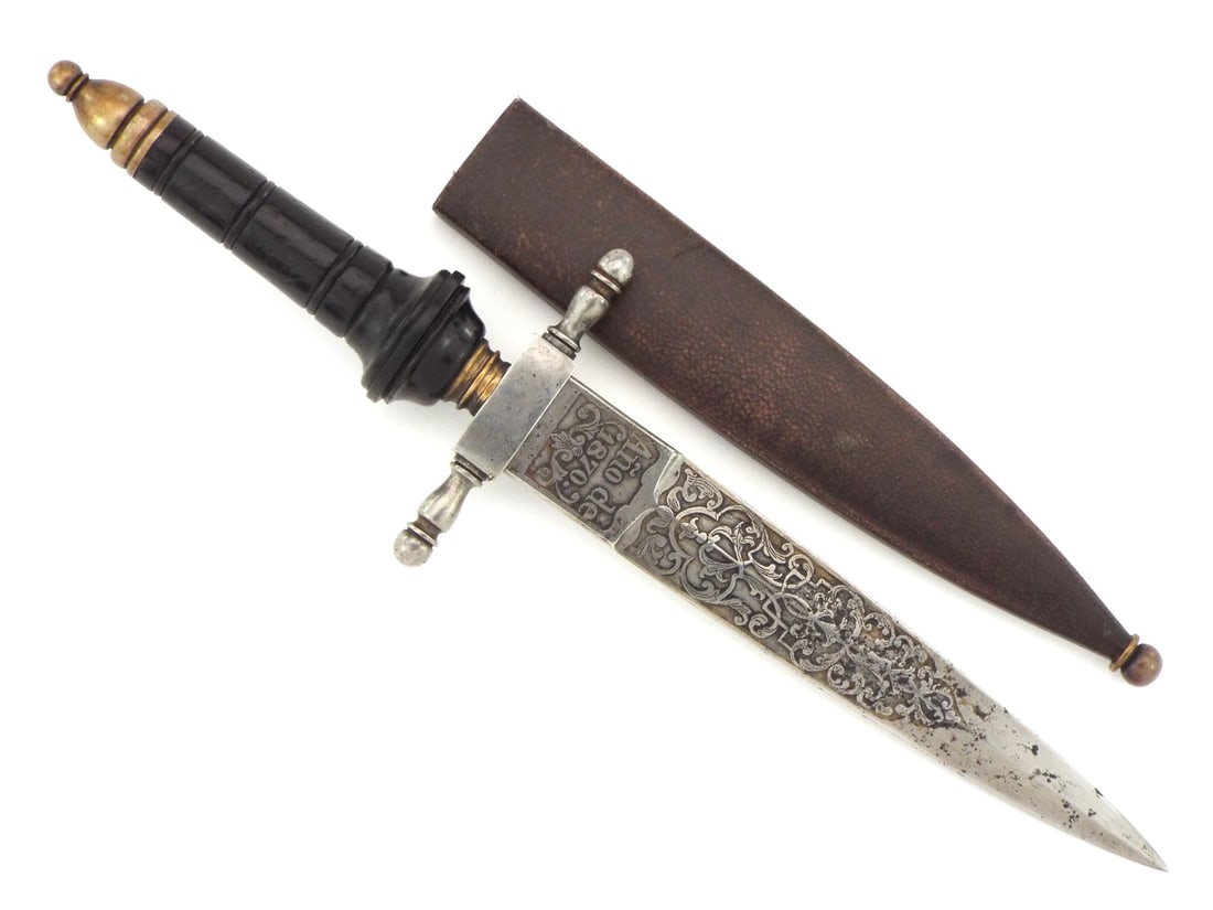 Very Fine Spanish Toledo Plug Bayonet Exceptional Engraved Blade Dated 1870: Very Fine Spanish Toledo Plug Bayonet Exceptional Engraved Blade Dated 1870. Full Length 12 Inches Blade Length 7.5 Inches.