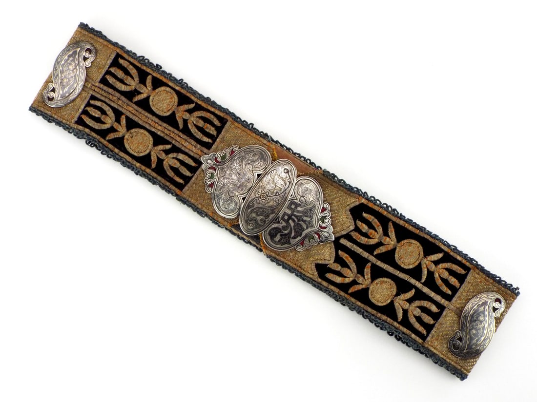 19th C. Ottoman Balkan PAFTA KEMER BELT with Niello Overlays (1 of 16)