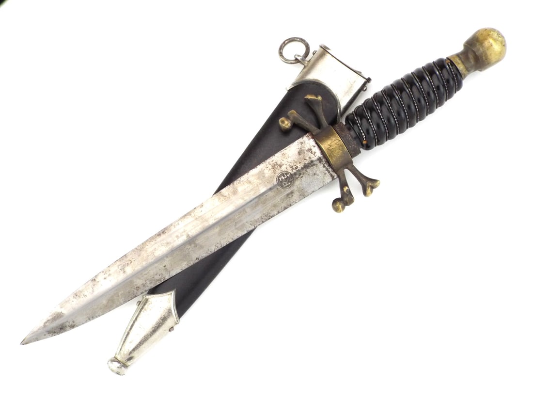 German WWII NOVELTY SS OFFICER DAGGER Skull Pommel & Crossbones Guard - 7