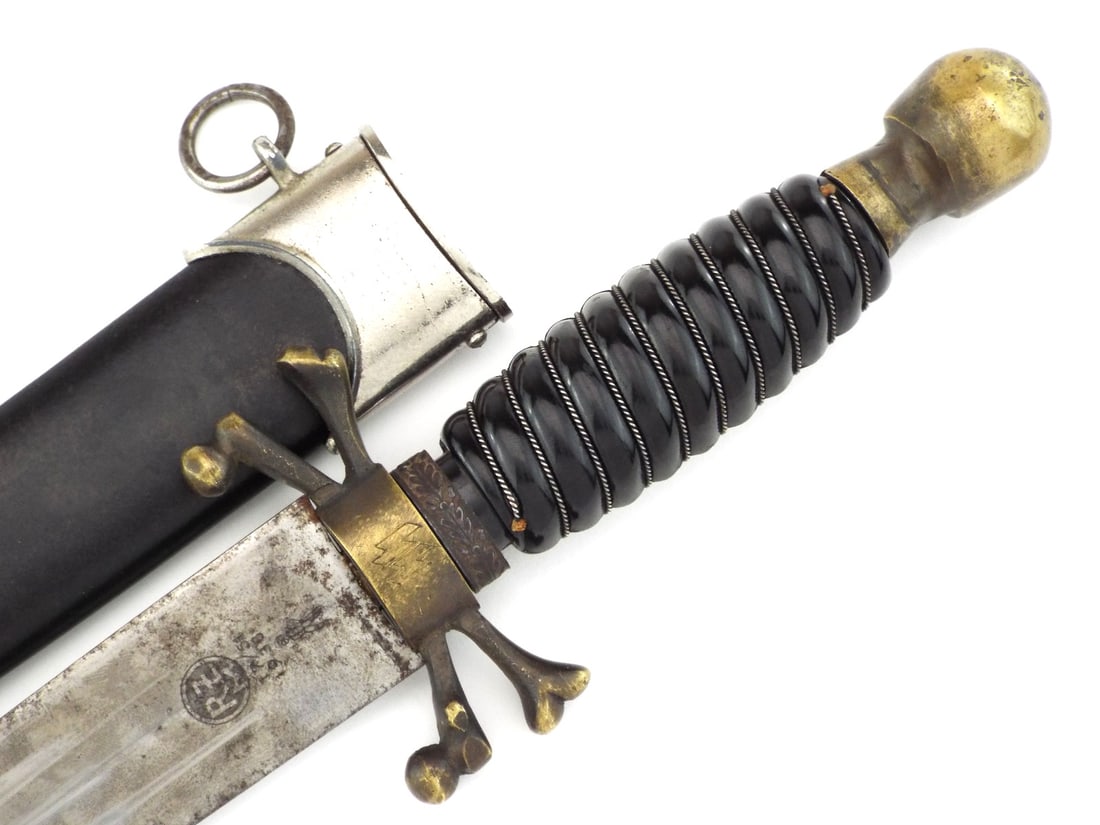 German WWII NOVELTY SS OFFICER DAGGER Skull Pommel & Crossbones Guard - 8