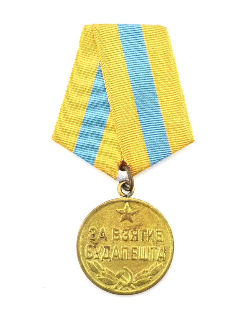 Soviet WWII Medal for the Capture of Budapest with Ribbon (1 of 6)