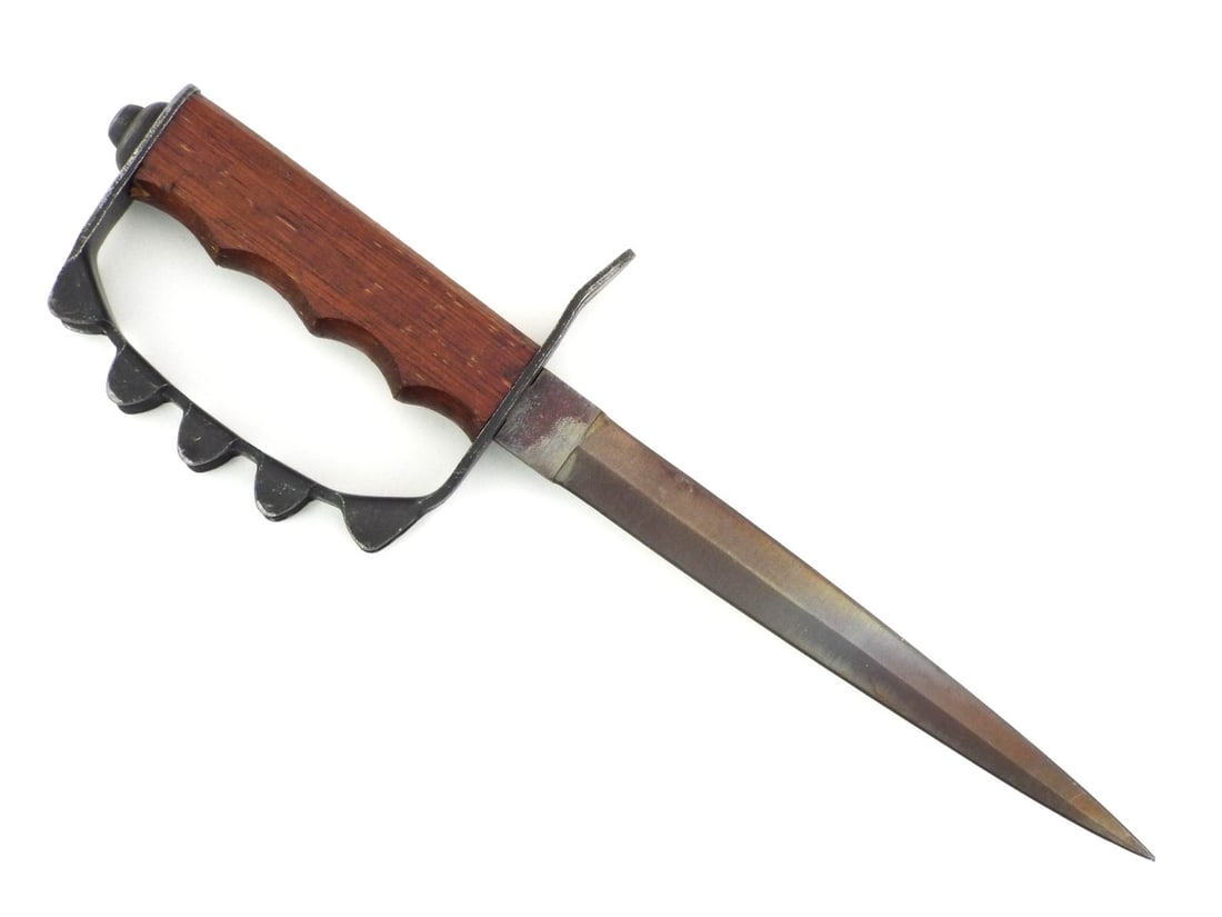 US WWI M1917 TRENCH KNIFE Walnut Grip & Flanged Knuckle Guard (1 of 14)