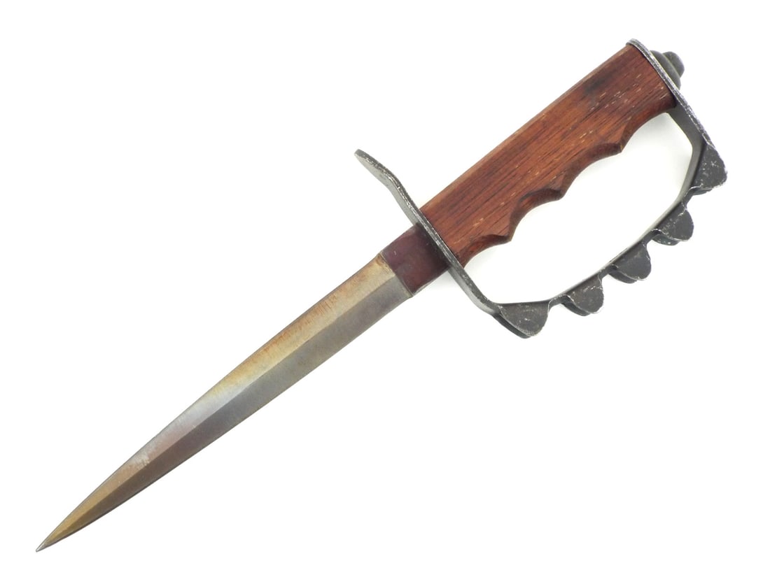 US WWI M1917 TRENCH KNIFE Walnut Grip & Flanged Knuckle Guard - 3
