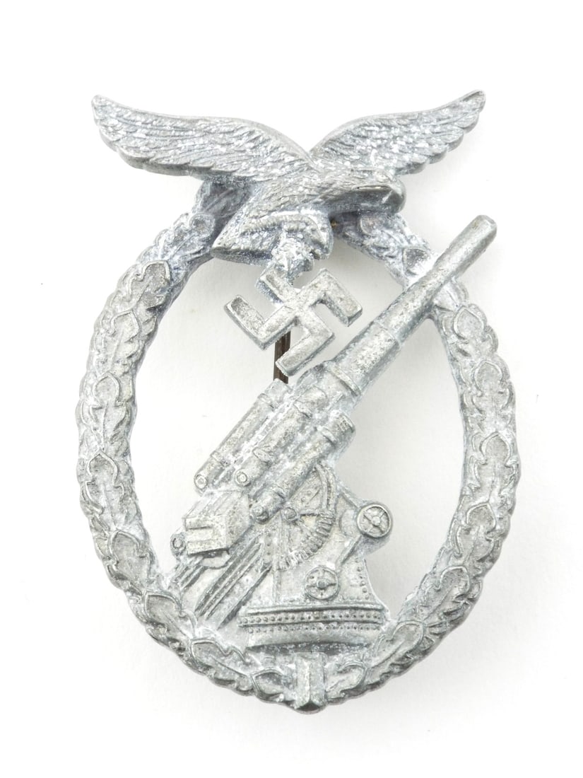German WWII LUFTWAFFE FLAK BADGE by Hermann Aurich in Zinc (1 of 9)