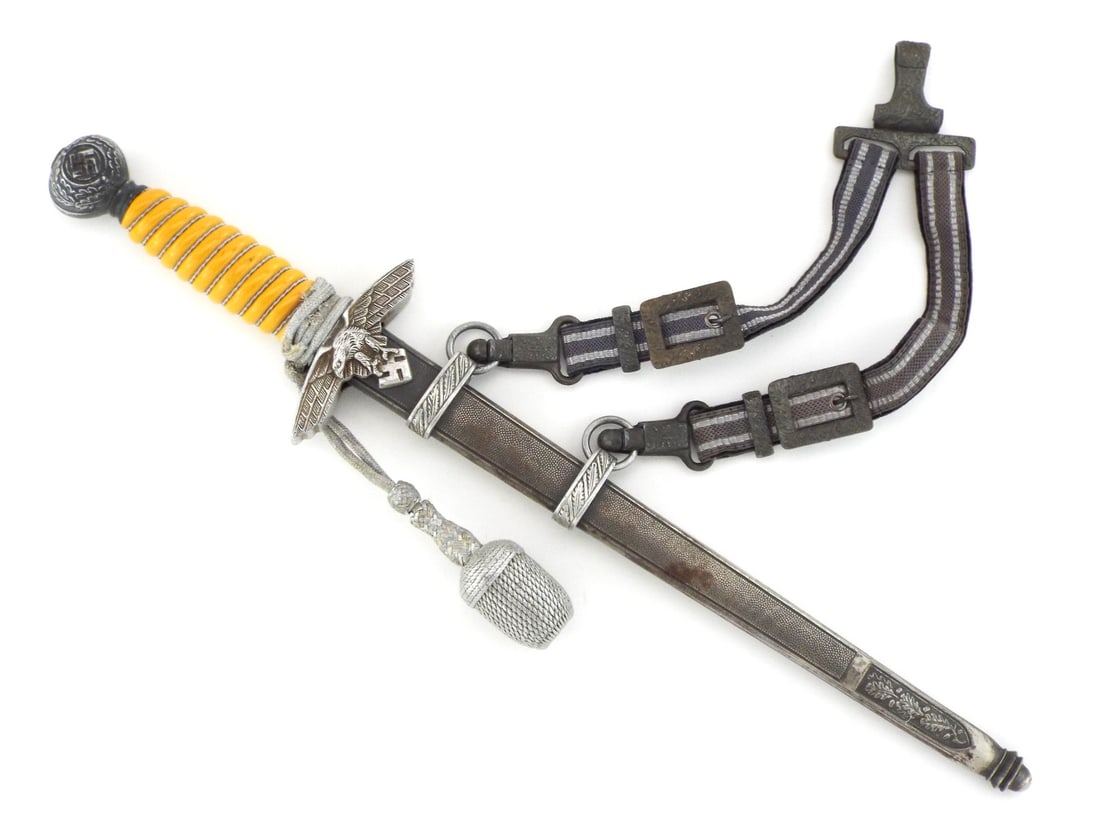 Rare German WWII LUFTWAFFE OFFICER DAGGER By SMF SOLINGEN & Deluxe Hangers (1 of 18)