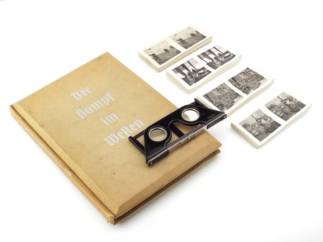 German WWII COMPLETE STEREOSCOPIC COLOR PROPAGANDA ALBUM with Stereoviewer (1 of 12)