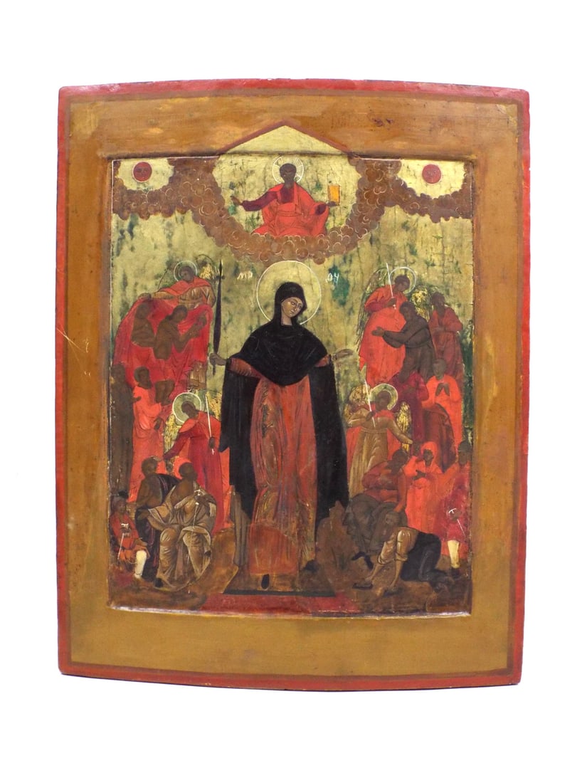 Russian 18th C. Icon RECESSED KOVCHEG PANEL Gold Leaf Highlights (1 of 11)