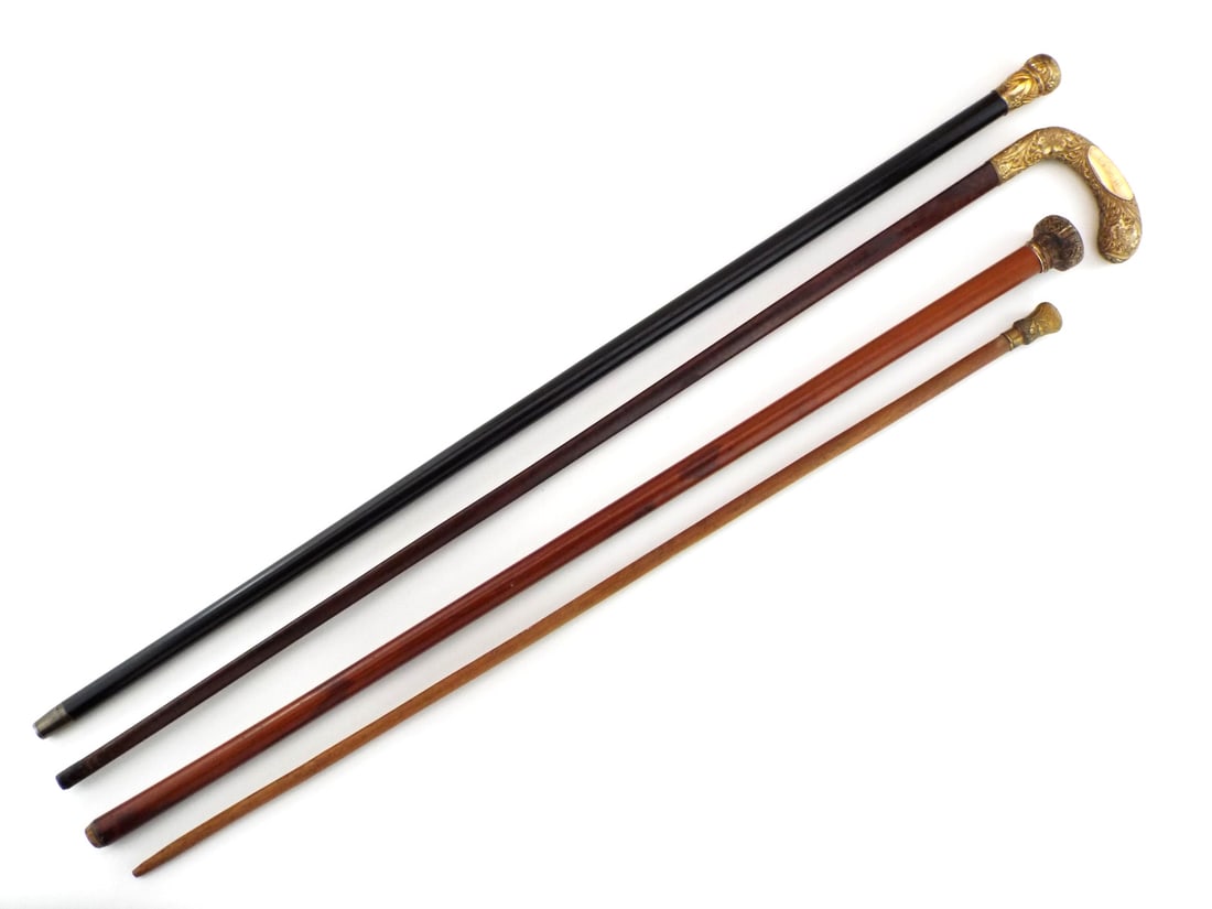Lot of 4 Very Fine Nobleman Walking Canes with Gilded Handles (1 of 9)