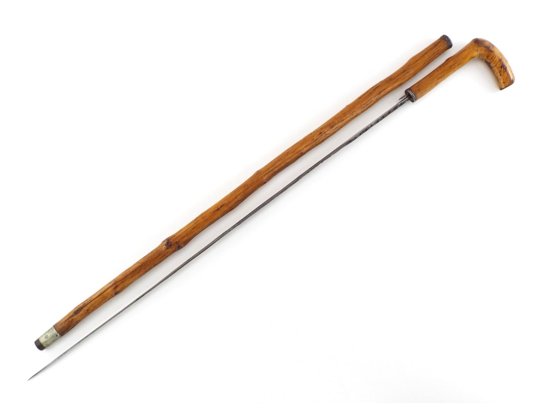 Very Rare American Civil War SWORD CANE with TOLEDO Blued & Gilded Blade (1 of 17)