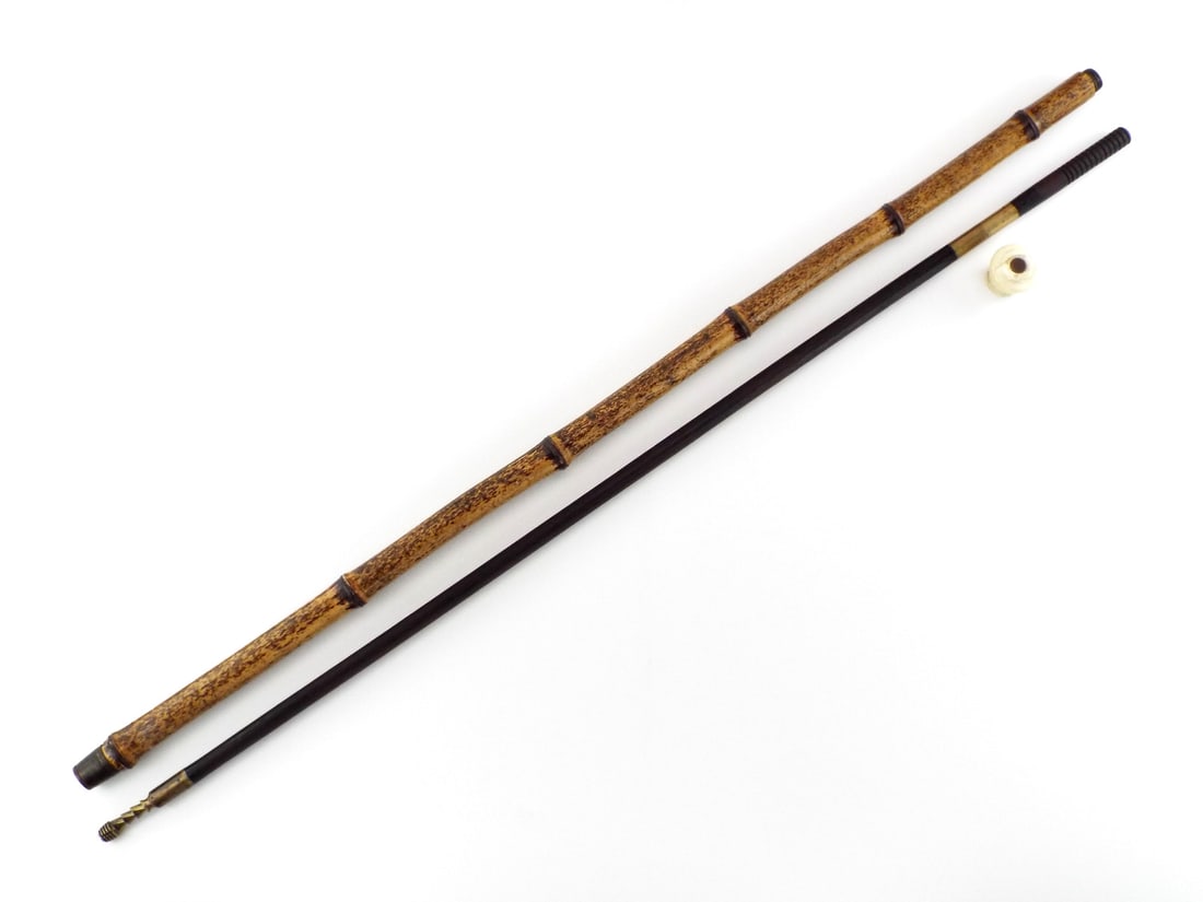 US Civil War GUN CLEANING GADGET CANE with Very Fine Carved Handle (1 of 12)