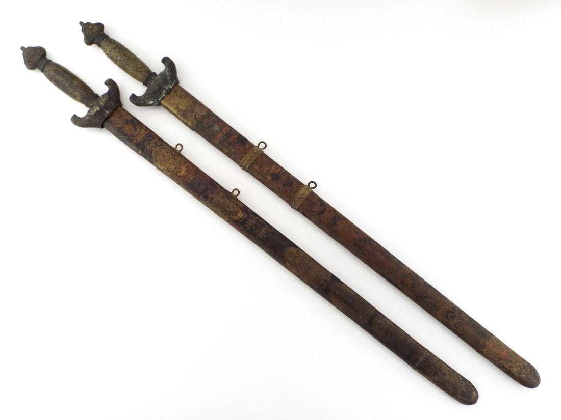 Lot of 2 Chinese Buddhist Ceremonial Jian Swords (1 of 10)