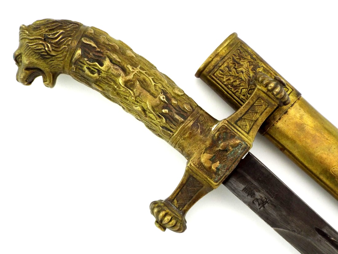 Germanic Hunting Sword with CAST BRASS HILT & Lion Head (1 of 19)