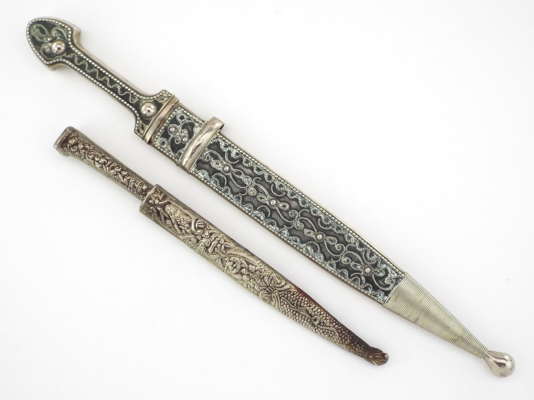 Lot of Russian Caucasian Dagger & Ottoman Balkan Knife With Repossee Work (1 of 8)