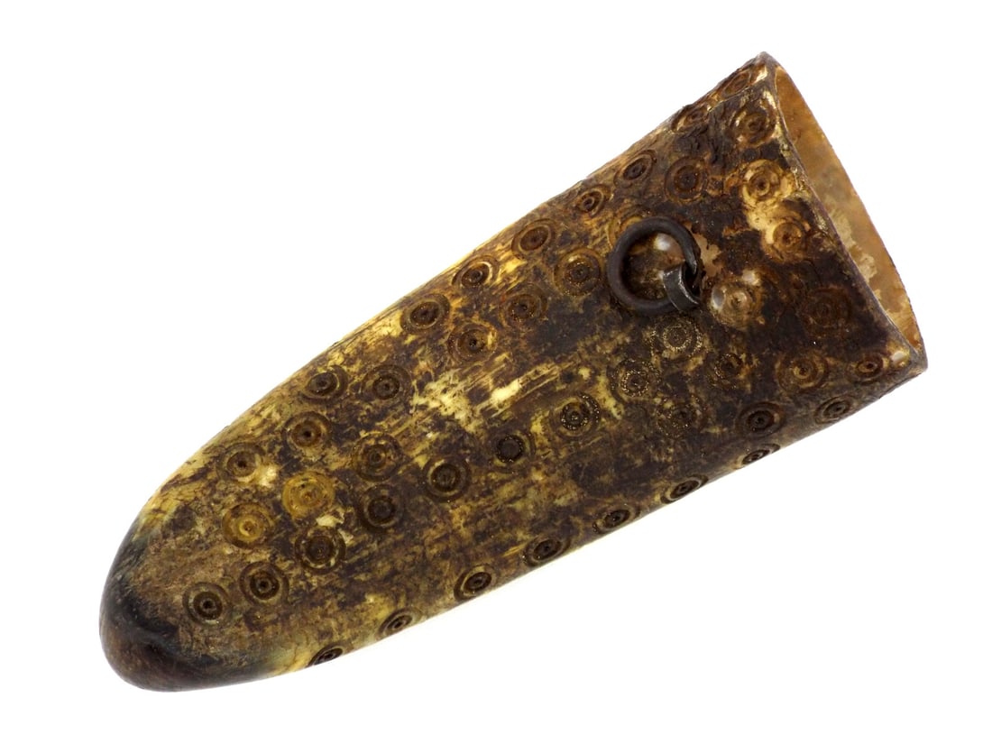 Balkan 18th-19th C. Powder Flask CARVED RONDEL Decorated Bone (1 of 12)