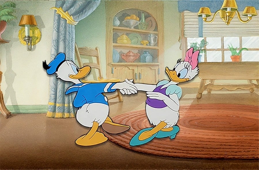 1945 Original Disney Production Celluloid of Donald Duck and Daisy Duck from Donald's Crime (1 of 1)