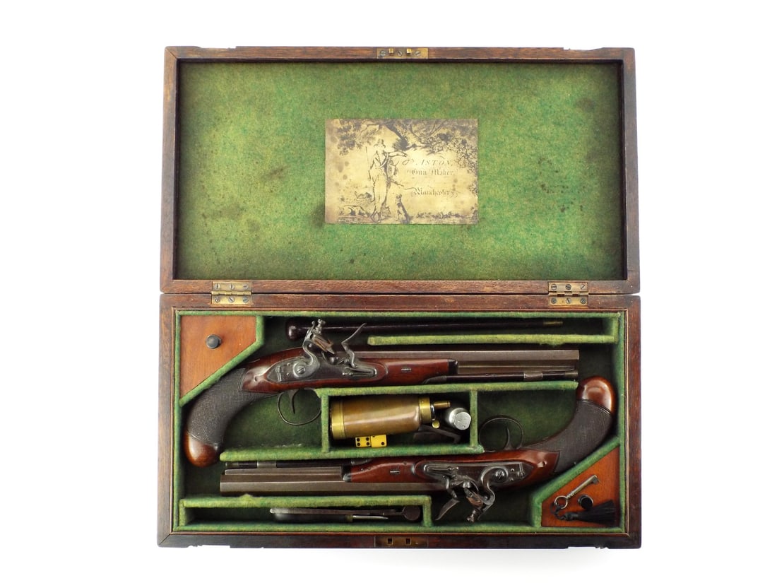 Cased Set of Aston Flintlock Dueling Pistols (1 of 20)