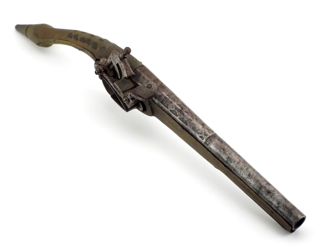 Ottoman Balkan Miquelet Lock Holster Pistol with ENGRAVED BRASS (1 of 20)