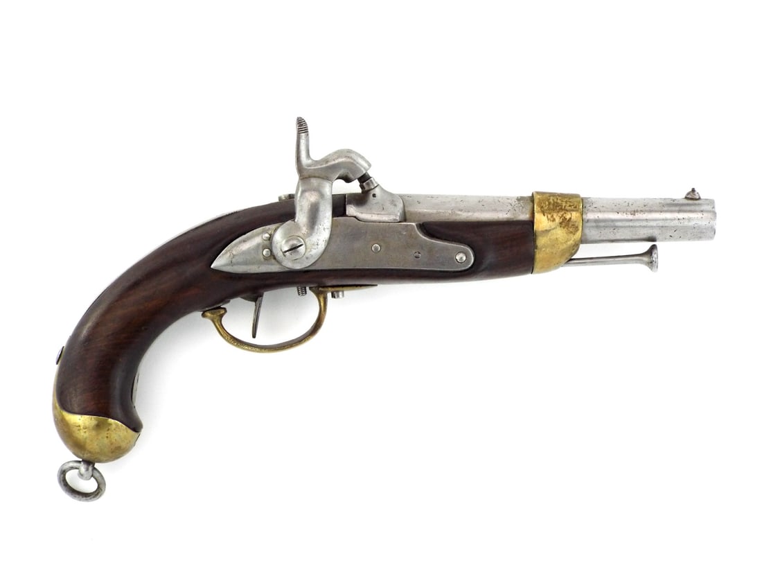 French M1816 Convertd Percussion Cavalry Pistol with Brass Butt Cap (1 of 19)