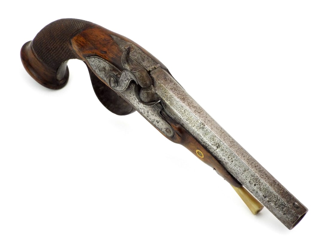 Belgian Mid-19th C. Percussion Pistol Made in LIEGE with BONE RAMROD (1 of 20)