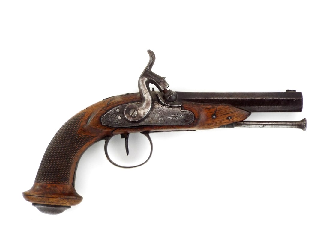 French Mid-19th C. Percussion Pistol By LE PAGE with Rifled Octagonal Barrel (1 of 20)