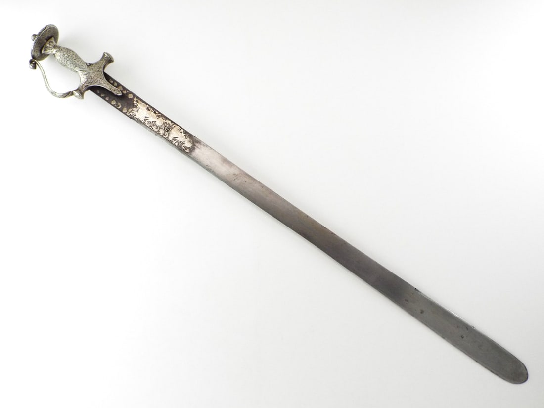 Epic Sikh 19th century silver chiselled Indian khanda sword (1 of 20)