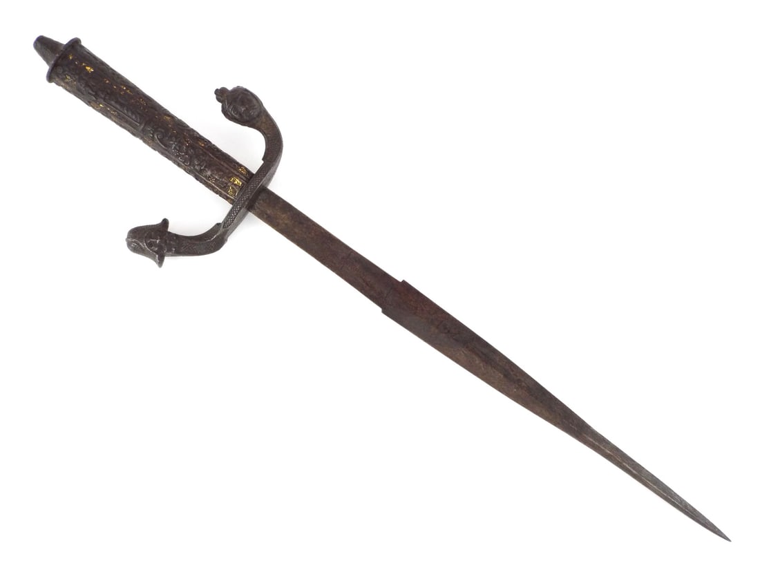 Extraordinary 17th century bronze left hand dagger of cultural importance (1 of 20)