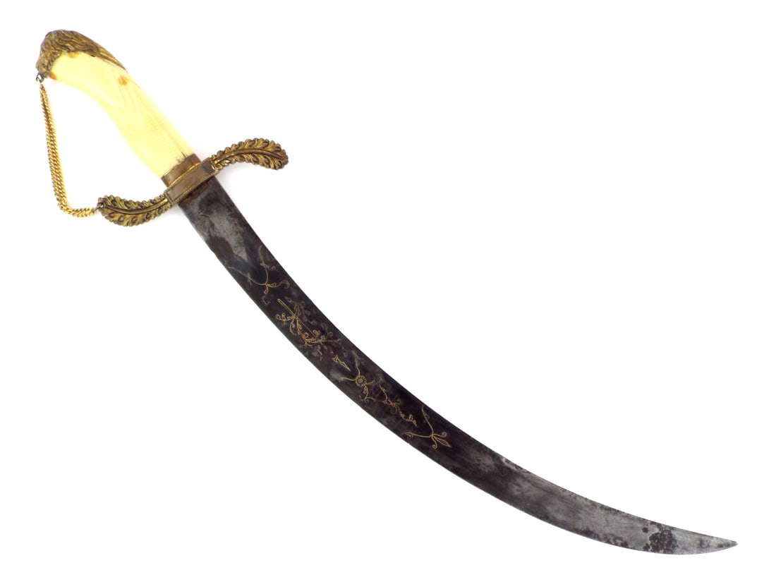 French Mid 19th C. Naval Midshipman Dress Dirk VERY FINE HANDLE & Etched Blade (1 of 17)