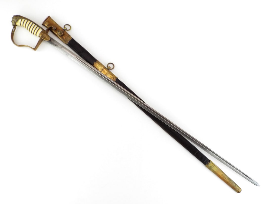 British 1805 pattern naval officer's sword complete in its scabbard (1 of 10)