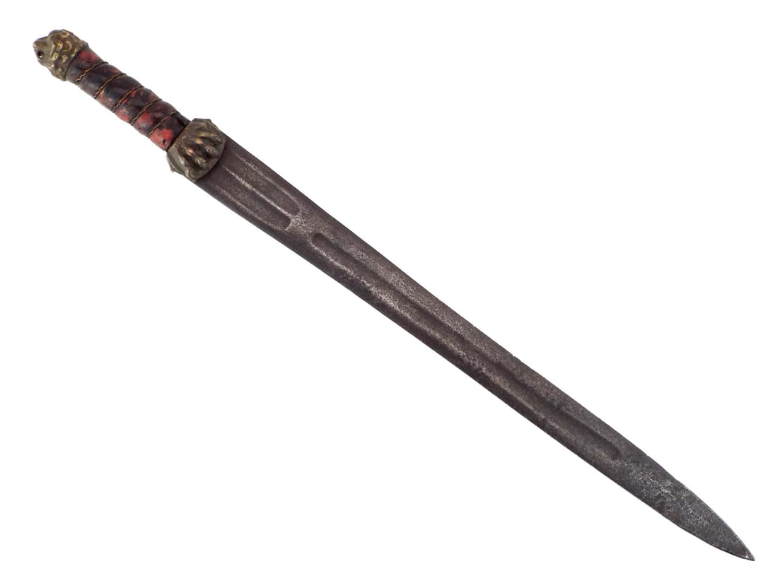European 17th C. Naval Side Arm Short Sword with BRASS LION POMMEL (1 of 12)