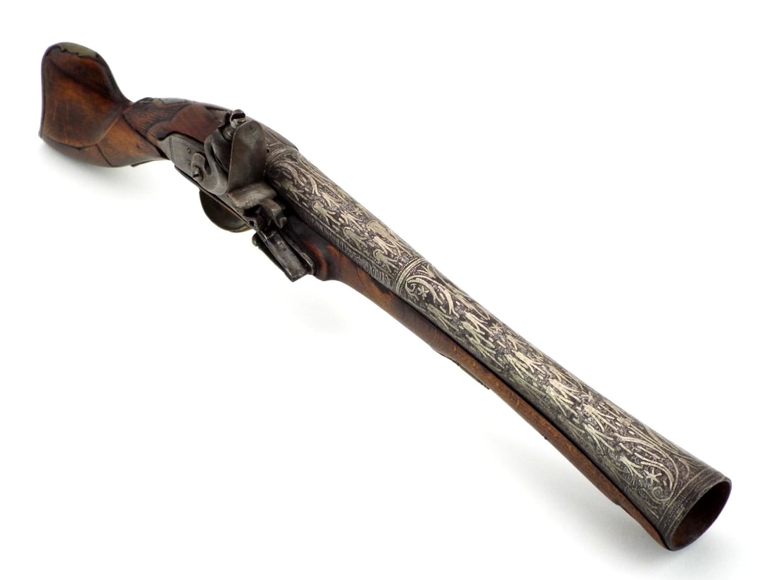 Ottoman Balkan 19th C. Blunderbuss Dag Pistol with SILVER WIRE INLAY WORK (1 of 20)