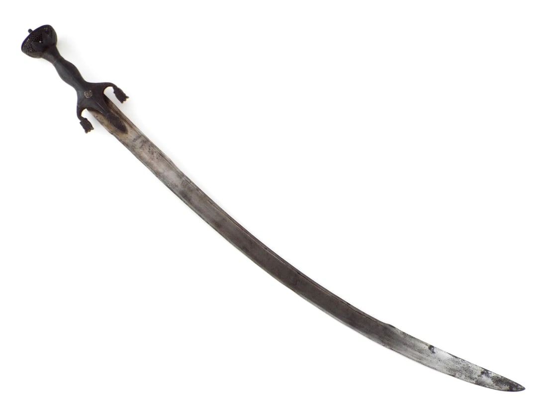 Indian Mughal Islamic Shamshir Sword PIERCED STEEL POMMEL & FLORAL QUILLONS (1 of 16)