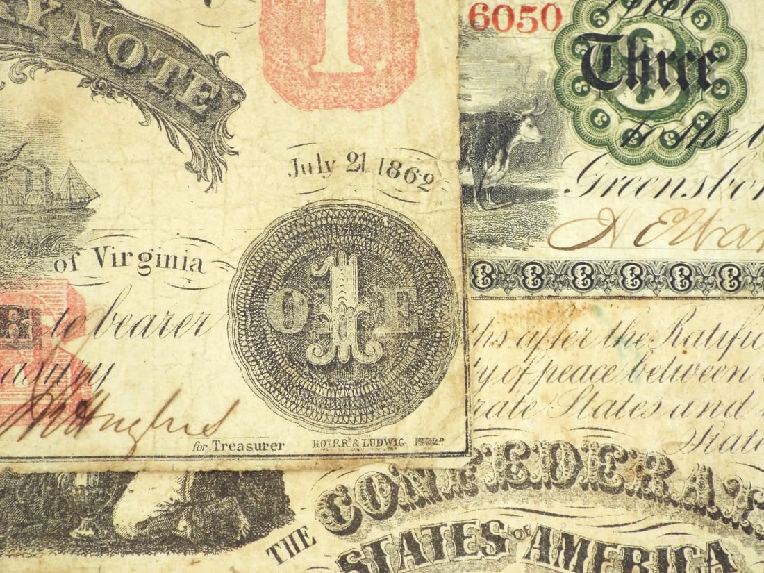 Five Confederate Notes - 3