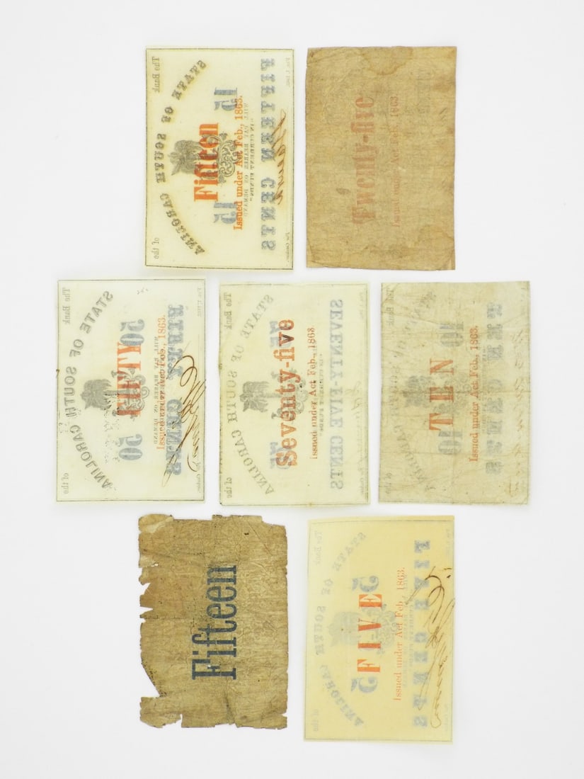 Seven S.C. Confederate Notes - 2
