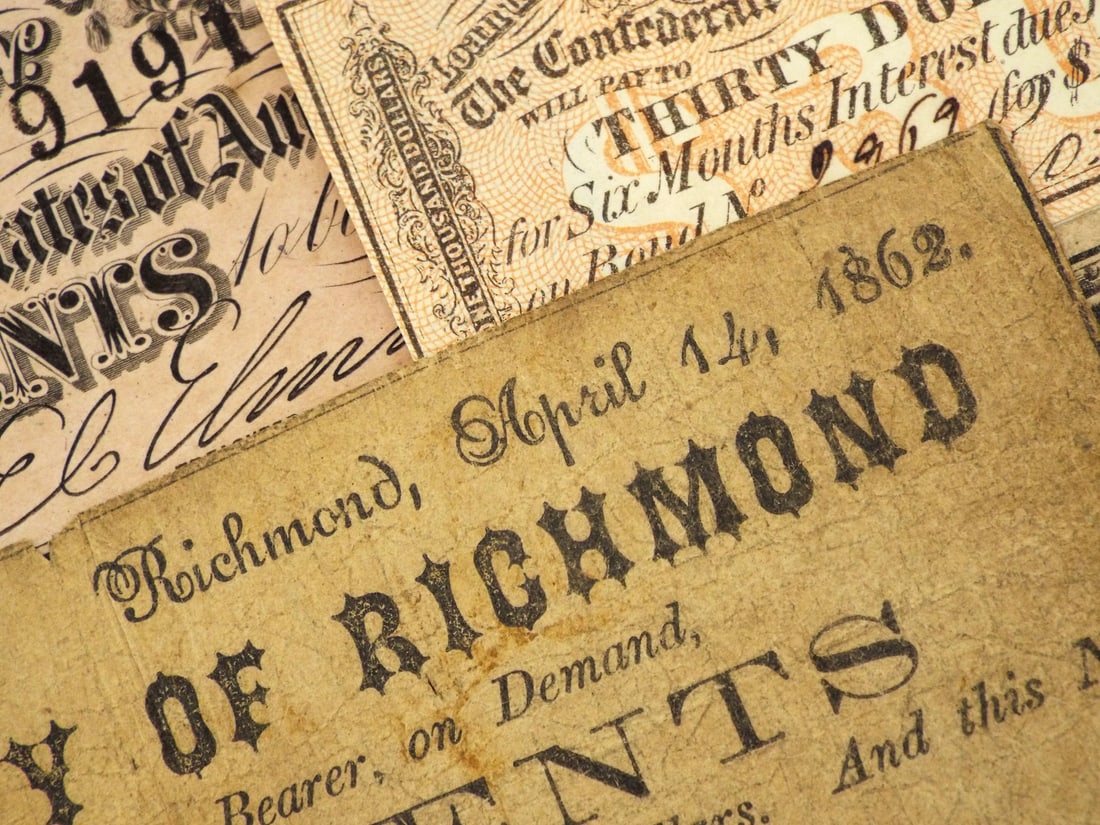Five Confederate Notes - 3